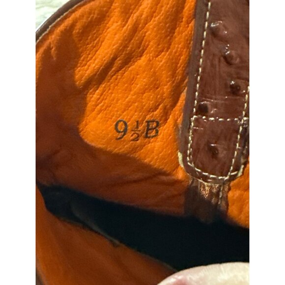 Ariat Fatbaby Ostrich Print Western Boots 9.5 B Brown & Teal Leather - Picture 6 of 13